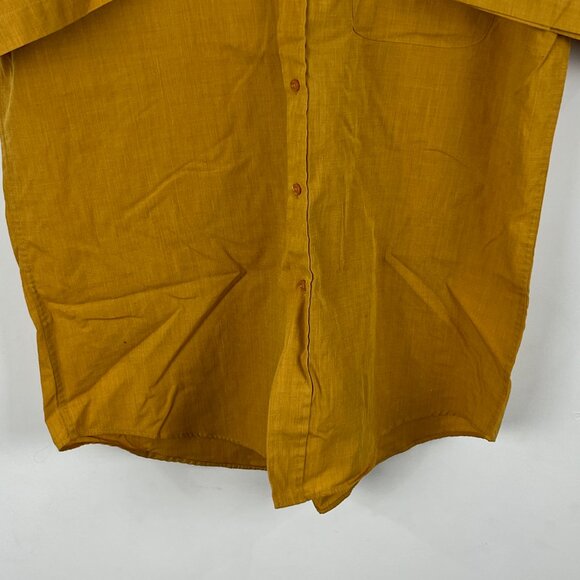 Leo Chevalier Design Casual Button Shirt Size L Beige Short Sleeve Pocket - Picture 4 of 9